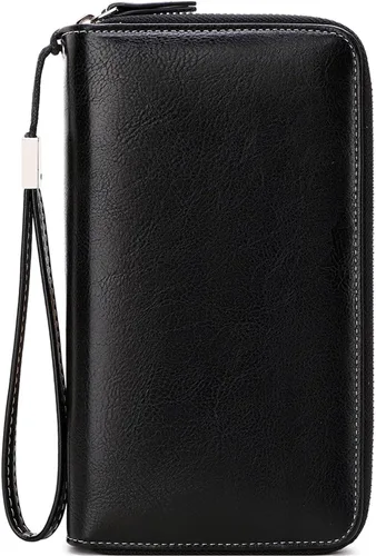 Miniatura 9 de VONCOSS Cartera larga con cremallera alrededor de las mujeres de gran capacidad, para tarjetas de crédito, soporte para teléfono, embrague