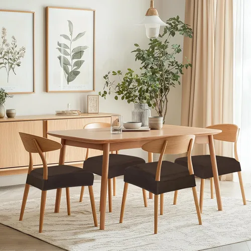 Miniatura 3 de SearchI - Juego de 4 fundas elásticas de asiento, suaves, extraíbles y lavables, para sillas de comedor, fundas protectoras de asiento de comedor