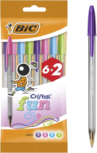 Miniatura 3 de Bolígrafos BIC Cristal Fun, punta larga (1,6 mm), caja de 20, color turquesa - Escritura audaz a prueba de manchas