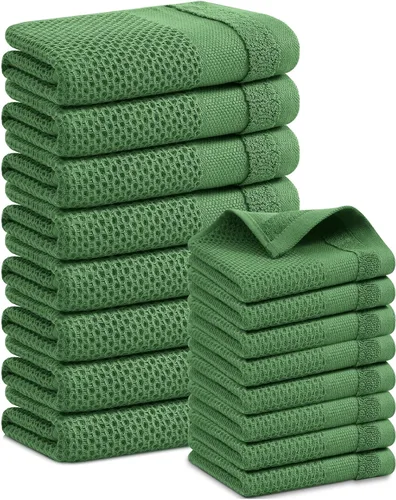 Miniatura 9 de Homaxy Paños de cocina 100% algodón, paquete de 8 – 12 x 12 pulgadas, tejido de gofre, muy suaves y absorbentes, paños de cocina de secado rápido