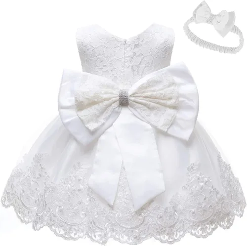 Miniatura 42 de Vestidos de encaje para concursos de niñas bebés de 0-2 años, vestido bordado para fiestas con diadema