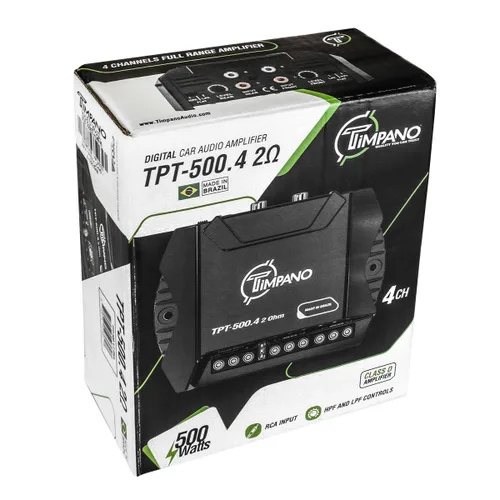 Miniatura 7 de Timpano Amplificador para Auto de 4 Canales de Audio 4 x 125 Vatios 2 Ohmios, TPT-500.4 Pequeño Amplificador de 4 Canales de 12 Voltajes de Rango