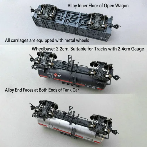 Miniatura 8 de SS7C - Juego de tren de Navidad, locomotora de vapor eléctrica de aleación, ferrocarril ferroviario con carros de mercancía/pista larga, adorno