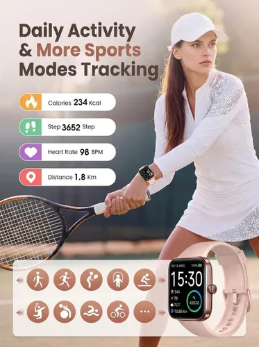 Miniatura 2 de SKG - Reloj inteligente para mujeres, rastreador de actividad física con resistencia al agua de 5 ATM, monitor de sueño, reloj inteligente de 1.7