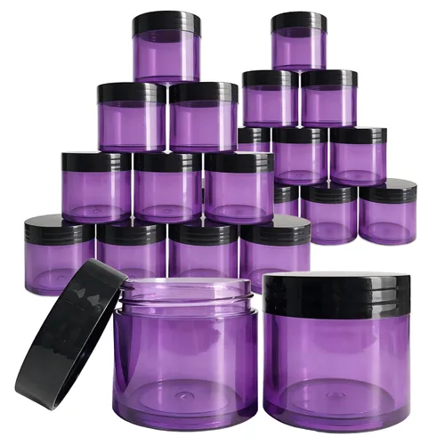 Miniatura 23 de Beauticom 1.06 oz/1.0 fl oz (1 fl. oz.) Tarros de plástico transparente de doble pared a prueba de fugas con tapas superiores planas para cremas, Oro