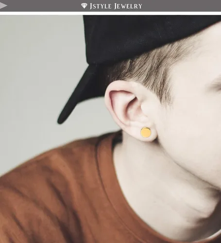 Miniatura 3 de Jstyle 4 pares de pendientes magnéticos de acero inoxidable para hombres y mujeres con circonita cúbica dorada, sin perforación, juego de 0.236