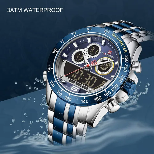 Miniatura 4 de NAVIFORCE Reloj deportivo analógico digital para hombre, impermeable, multifunción, cronógrafo de silicona con correa