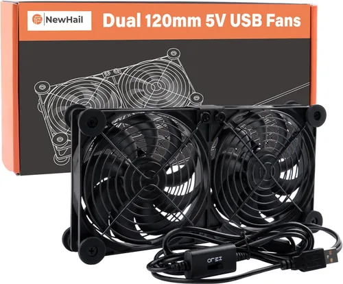 Miniatura 11 de Paquete de 2 rodamientos de doble bola de ventilador USB silencioso de 4.724 in, ventilador USB de 5 V, con controlador de velocidad de 3 grados