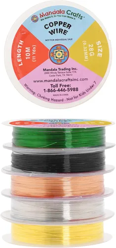 Miniatura 20 de Mandala Crafts Alambre de cobre puro calibre 18 para hacer joyas, envolver, esculpir y electroculturar jardinería – 3.3 x 5 yardas surtido