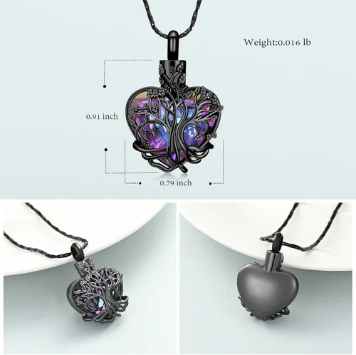 Miniatura 82 de Imrsanl Collar de urna de árbol de la vida con forma de corazón, joyería de cremación para hombres y mujeres, recuerdo, joyería conmemorativa