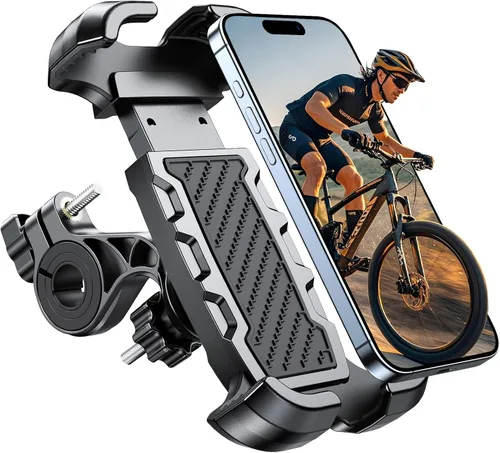 Viccux Soporte de teléfono para motocicleta, mejorado [nunca se cae] [0 vibración] Soporte de teléfono para bicicleta, [poner y quitar en 3s]