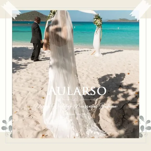 Miniatura 6 de Aularso Velos de novia florales velos de encaje para novias velo de novia largo con peine para novias de 118 pulgadas, Blanco, Talla libre