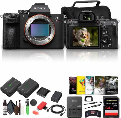 Sony Cuerpo de cámara digital sin espejo de marco completo Alpha 7R III (ILCE-7RM3) Sensor CMOS Exmor R BSI de 42.4 MP, video HDR 4K + tarjeta de 64