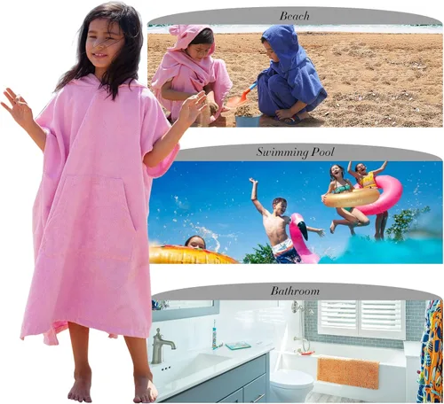 Miniatura 7 de MissShorthair Toalla Poncho para niños, toalla de playa con capucha para niña y niño, poncho de surf, bata de baño, toalla de baño de microfibra