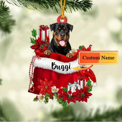 Miniatura 178 de Perro Akita Inu personalizado en bolsa de regalo, adorno de Navidad, nombre personalizado, regalo para amantes de los perros, familia, Navidad