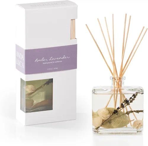Andaluca Difusor botánico de caña de lavanda ámbar | 7.5 onzas líquidas | Aromas de lavanda, ámbar y geranio