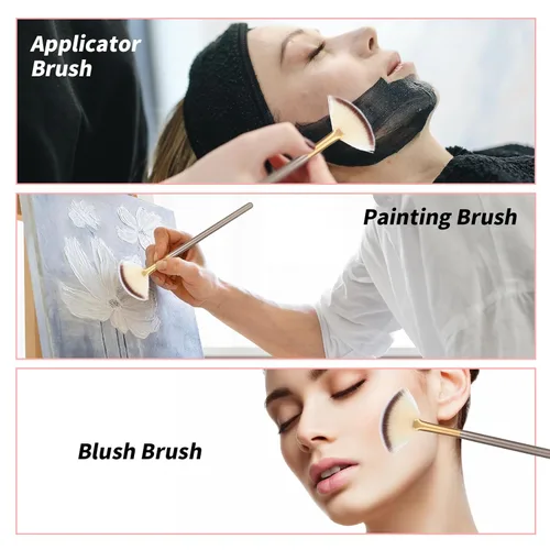 Miniatura 3 de Amaxiu Cepillos de ventilador para tratamientos faciales, ultra delgados y suaves cepillos aplicadores de ventilador facial, cepillo profesional