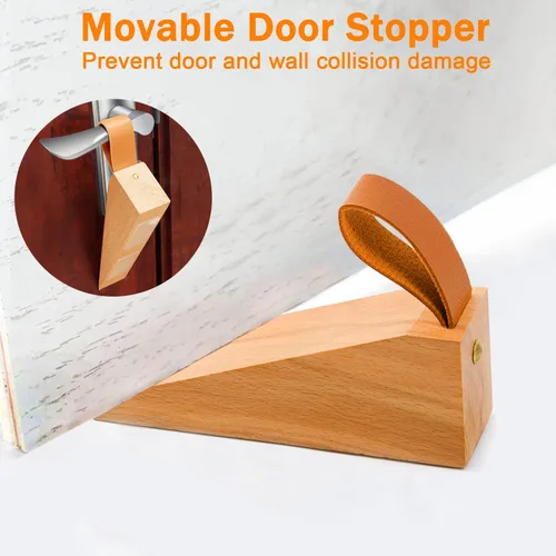 Miniatura 2 de Tope de puerta de madera, cuñas antideslizantes de madera maciza, cuña resistente y duradera, tope de puerta para costura inferior de puerta