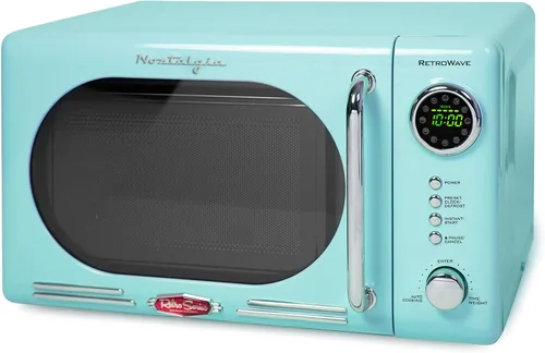 Miniatura 2 de Nostalgia Horno microondas retro compacto para encimera, 0.7 pies cúbicos, 700 vatios con pantalla digital LED y tostadora ancha retro de 2