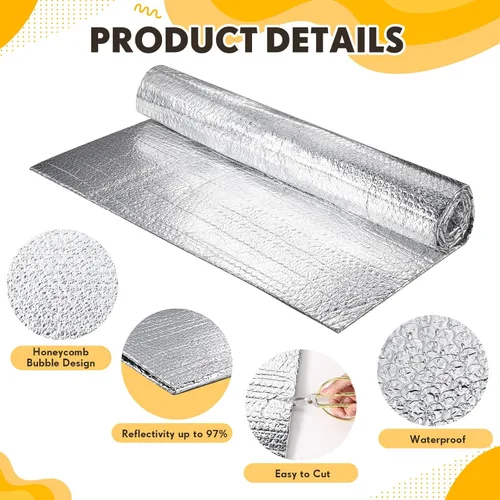 Miniatura 4 de Frienda Juego de 24 paneles de aislamiento para puertas de garaje, doble burbuja, lámina de aluminio reflectante, barrera radiante, aislamiento