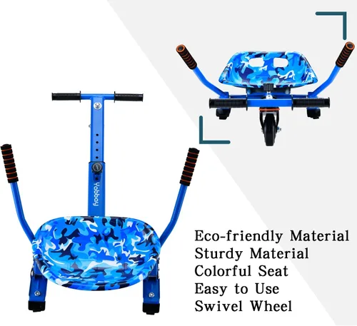 Miniatura 5 de Eco-Friendly Hoverboard Seat Attachment - Cool Seat, Swivel Wheel, Adjustable Length - Compatible with 6.5", 8", 8.5", 10" Hoverboards - Safe & Azul