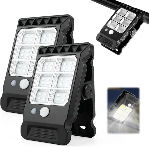 Miniatura 8 de Luz solar con clip con sensor de movimiento, luces USB con clip de carga solar 2026, luz LED recargable portátil multifuncional para campamento, luz