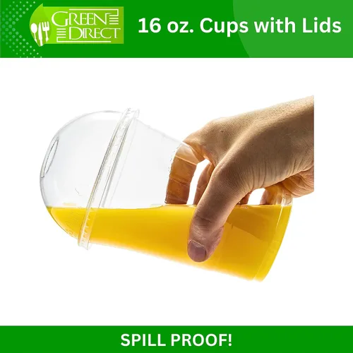 Miniatura 4 de Green Direct Vasos desechables de plástico transparente de 10 onzas con tapas, para café helado, Bubble Boba, bebidas frías y batidos, paquete de 100