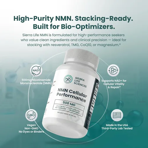 Miniatura 5 de Rendimiento celular NMN – 500 mg de mononucleótido de nicotinamida para apoyo de NAD+, energía celular y recuperación – Suplemento de longevidad