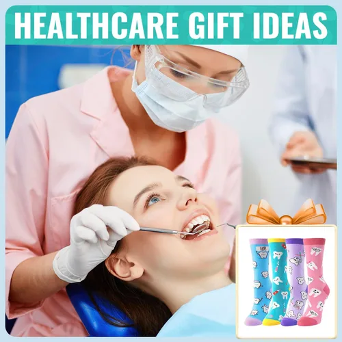 Miniatura 5 de HAPPYPOP Regalos para enfermeras, asistentes dentales, regalos para dentistas para mujeres, regalos de dientes, calcetines de enfermera, calcetines