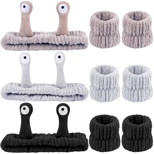 Miniatura 9 de Atoden Snail Spa Set – Pulsera y diadema para lavado facial, bonito diseño de animales para mujeres y niñas, beige, caqui, marrón