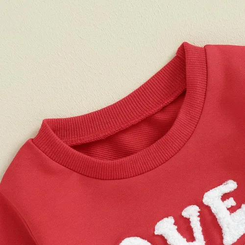 Miniatura 70 de SOLILOQUY Traje de manga larga con cuello redondo para el primer día de San Valentín para bebé niño y niña, mameluco de corazón de amor