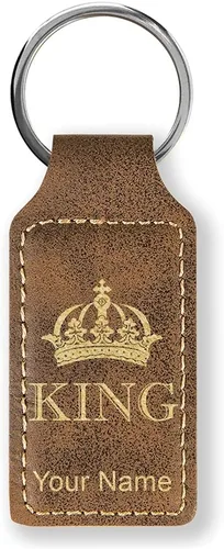 Miniatura 15 de Llavero rectangular, corona de rey, grabado personalizado incluido, Bambú