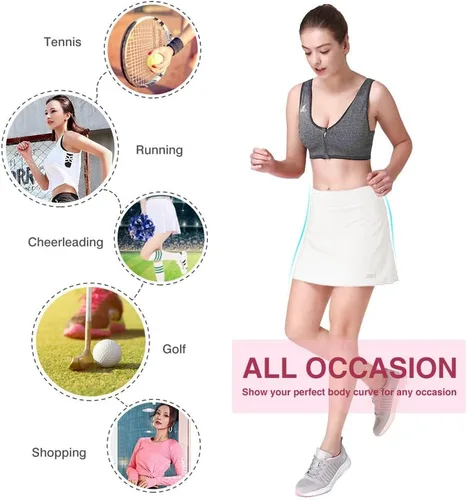 Miniatura 6 de Faldas de tenis para mujer, de cintura alta, atléticas, para entrenamiento, golf, con bolsillos, pantalones cortos integrados, faldas deportivas
