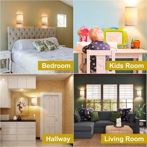 Miniatura 3 de AVV Juego de dos apliques de pared, lámpara de pared enchufable con interruptor de encendido/apagado, 2700K 4000K 5000K seleccionables, luces
