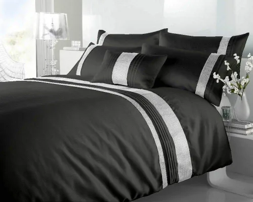Miniatura 9 de BedDecor Juego de funda de edredón de 5 piezas con forro plateado de 600 hilos, 100% algodón egipcio (individual/individual XL, rojo sangriento)