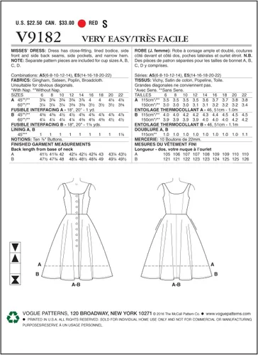 Miniatura 2 de Vogue Patterns Falda acampanada de vestido, 14-16-18-20-22, rojo