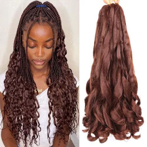 Miniatura 31 de Cabello rizado francés para trenzar de 12 pulgadas, 8 paquetes de cabello rizado preestirado para trenzas de caja, rizos franceses, trenzas