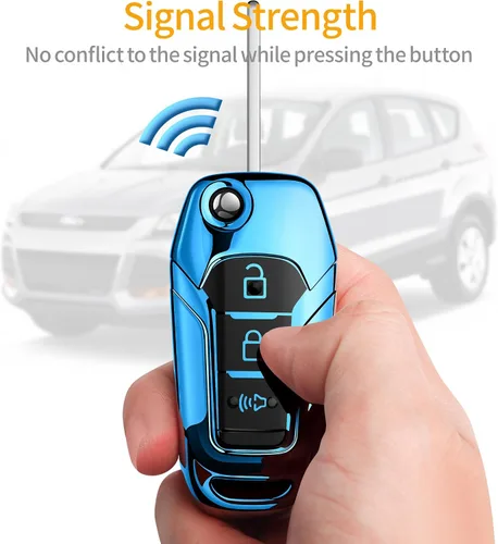 Miniatura 5 de para Ford Funda para Llavero con Llavero de Protección Completa Suave Funda para Llavero Compatible con Ford F150 F250 F350 F450 F550 Explorer Azul