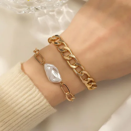 Miniatura 61 de Long tiantian Pulsera de oro gruesa para mujer, pulseras de oro delicadas, pulseras para mujer, pulseras apilables de eslabones de cadena