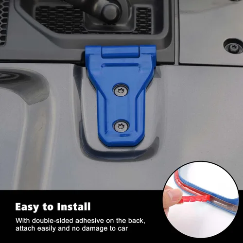 Miniatura 5 de RT-TCZ Kit de decoración exterior para bisagra de capó para Jeep Wrangler JL JLU y Gladiator JT 2018-2023, azul