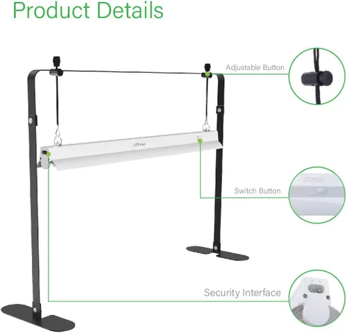 Miniatura 3 de Luz de cultivo de 2 pies para inicio de semillas, lámpara LED de cultivo para plantas de interior, luz de cultivo de plántulas con soporte, kit