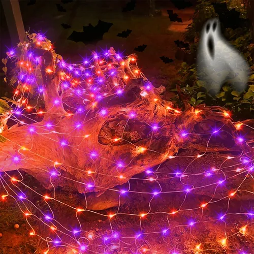 Miniatura 13 de LJLNION Luces de red de San Valentín, 360 luces LED de 12 pies x 5 pies, cadena de luces de malla conectables, 8 modos de iluminación, adaptador