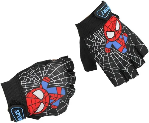 Guantes de bicicleta sin dedos para niños, guantes deportivos de superhéroe de araña para niños, barras de mono, guantes de escalada, ciclismo, pesca