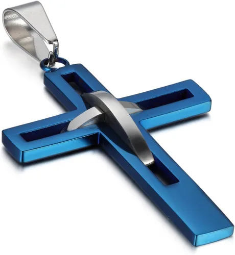 Miniatura 12 de OIDEA Cross Pendant Necklace for Men Women: High Polish Hollow Openwork Stainless Steel Cross Chain Mens Jewelry Gifts