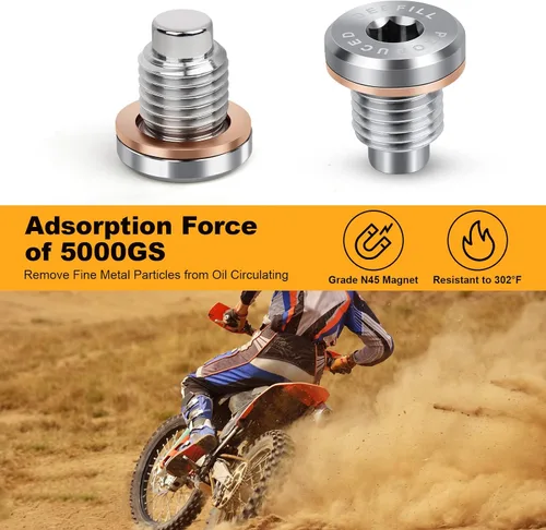 Miniatura 6 de Tapón de drenaje de aceite de cárter magnético de acero inoxidable con arandela de cobre para CR250 CR480, Polaris RZR Sportsman Ranger Scrambler