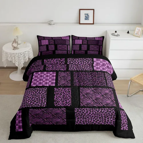 Miniatura 23 de Juego de ropa de cama individual de piel de cebra, guepardo y leopardo, para niños y adultos, juego de edredón de piel de animales salvajes