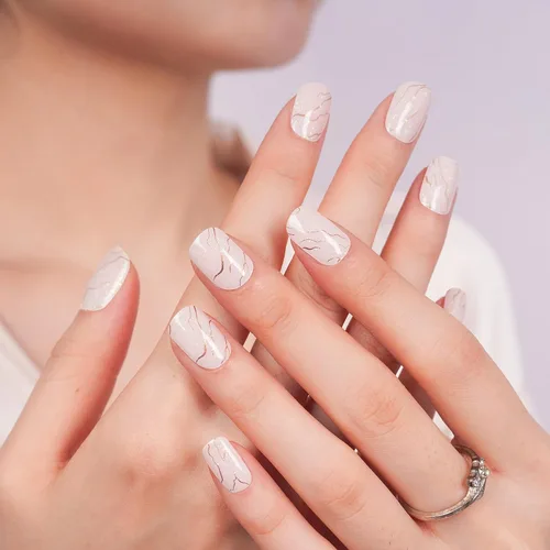Miniatura 35 de DANNI & TONI Tiras de uñas de gel semicuradas, color rosa champán, ojos de gato, 28 calcomanías de regalo para mujer Aqua Ripple