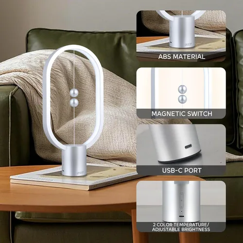Miniatura 4 de Heng - Luz de equilibrio, lámpara de mesa LED alimentada por USB, creativa, luz nocturna con interruptor magnético, lámpara de mesa regulable