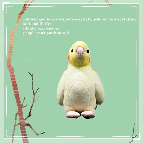 Miniatura 6 de Tiny Heart Cockatiel - Juguete de peluche amarillo de 7 pulgadas, súper suave, realista, loro de peluche, lindo animal de peluche para niños