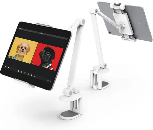 Miniatura 7 de Soporte de Escritorio para iPad, Abrazadera Ajustable para Tablet, Rotación de 360 Grados, Montura de Brazo de Tablet de Aluminio Resistente